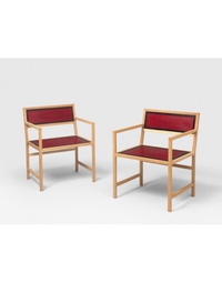 Fauteuil en bois rouge et noir, , x 2